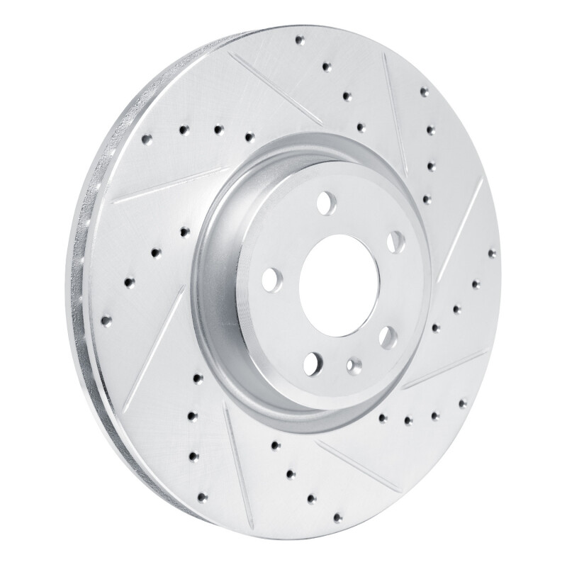 Audi SQ5 Sportback Brake Rotor (1) - Front Right - R1 Concepts - Drilled & Slotted - Silver - `18-`25